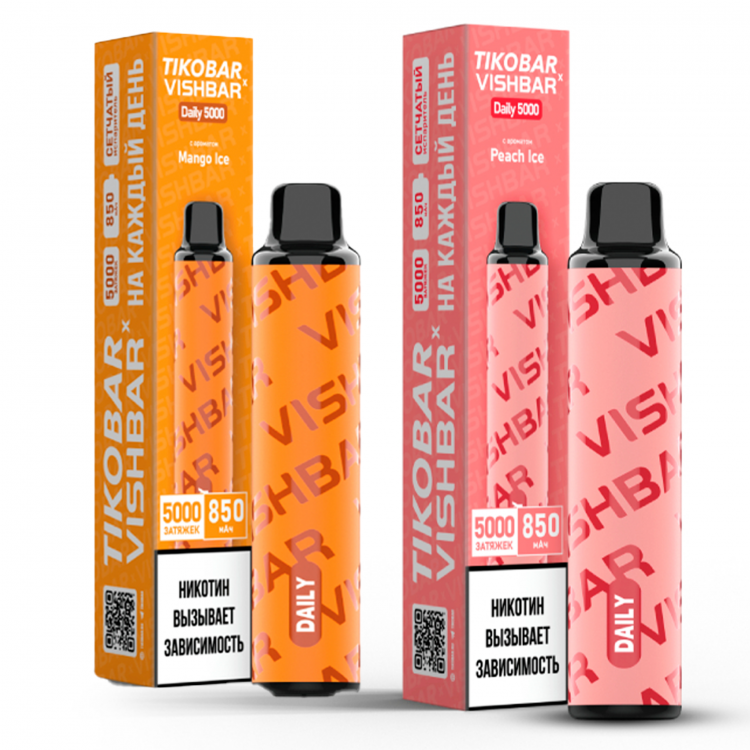 (М) Одноразовая электронная сигарета Tikobar x Vishbar 5000 - Mango Ice (Манго Лед)